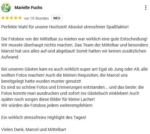 Fotobox Erzgebirge Mittel-BAR Bewertung Marielle